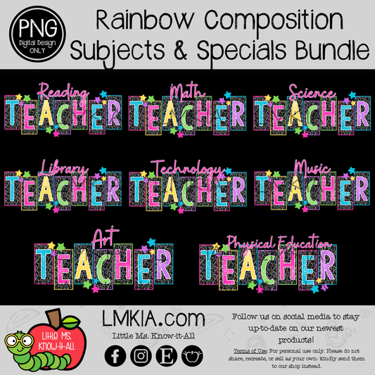Rainbow Composition Subjects and Specials Digital Design PNG Bundle