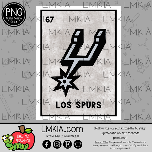 Los Spurs Loteria Digital Design PNG