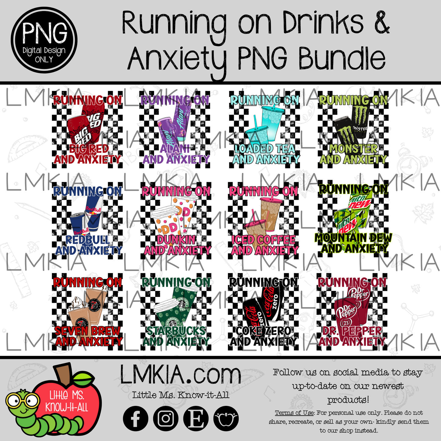 Running On Drinks and Anxiety Digital Design PNG Bundle