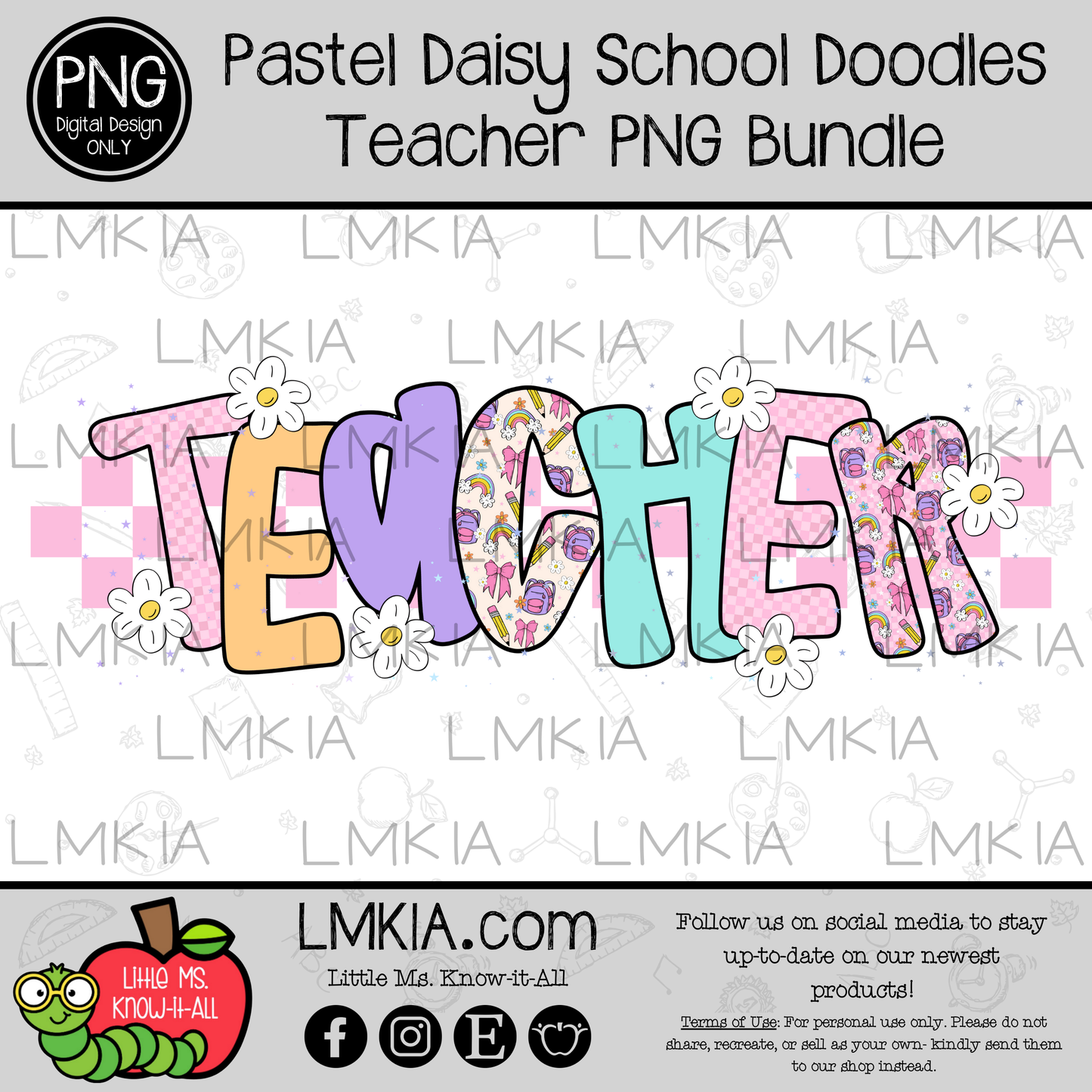 Teacher Pastel Daisy Digital Design PNG