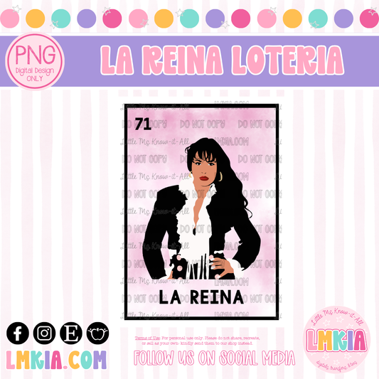La Reina Loteria Digital Design PNG