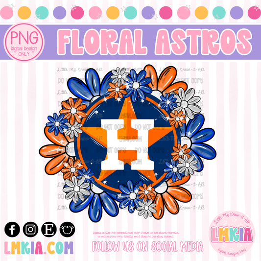 Baseball Team Floral Logo Digital PNG
