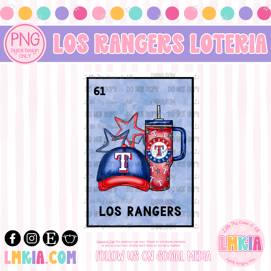 Los Rangerss Loteria Digital Design PNG