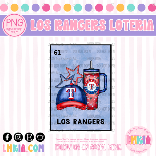 Los Rangerss Loteria Digital Design PNG