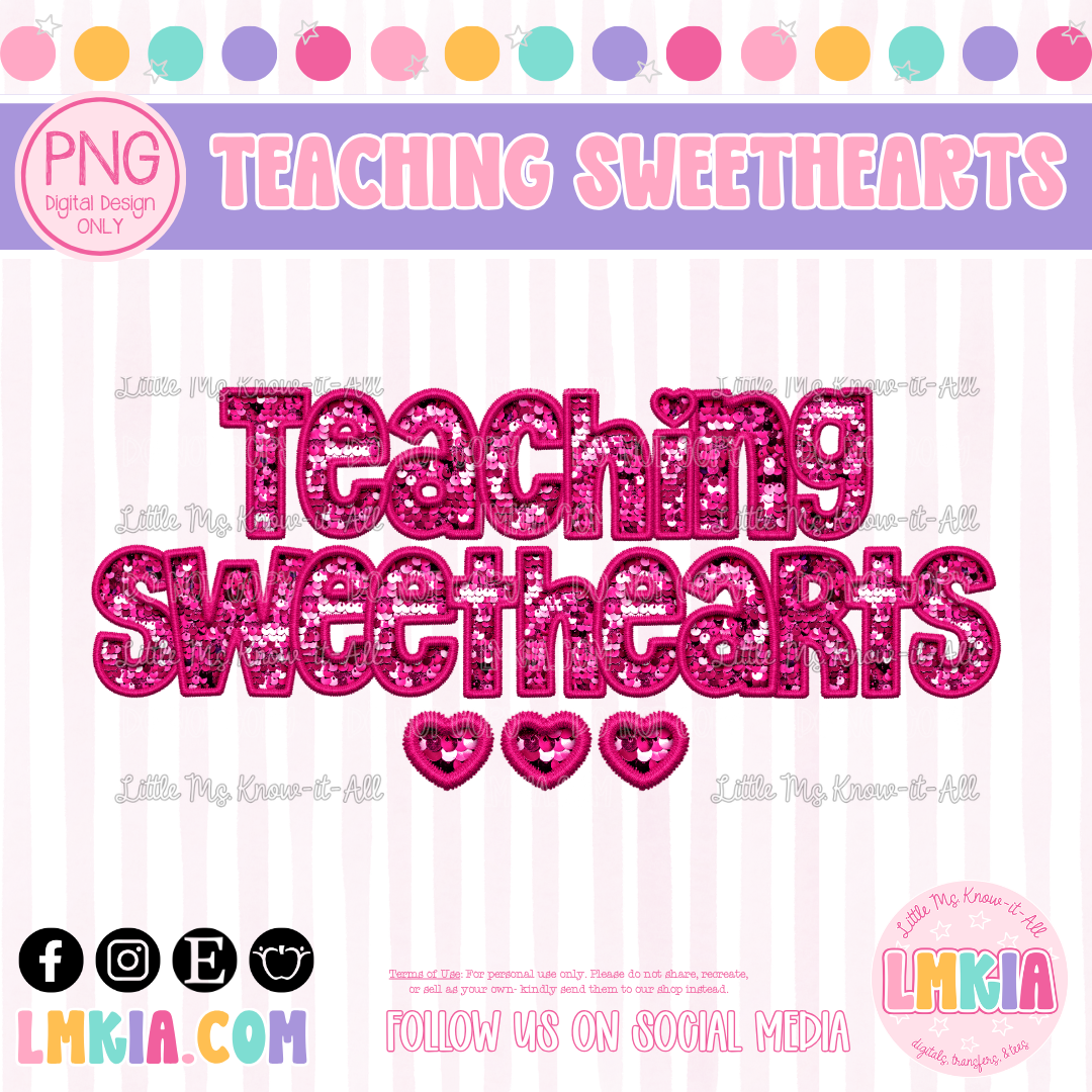 Teaching Sweethearts Pink Faux Sequin Digital PNG