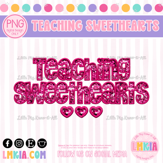 Teaching Sweethearts Pink Faux Sequin Digital PNG