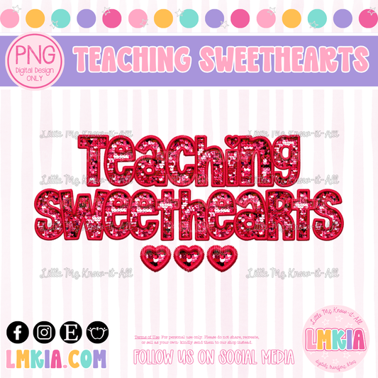 Teaching Sweethearts Red Faux Sequin Digital PNG
