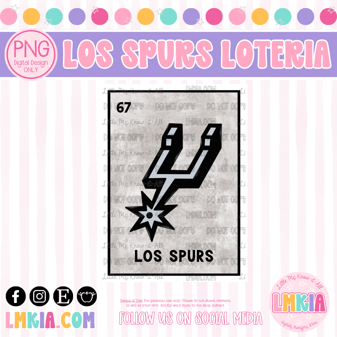 Los Spurs Loteria Digital Design PNG