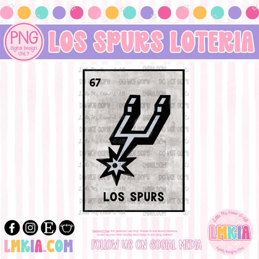 Los Spurs Loteria Digital Design PNG