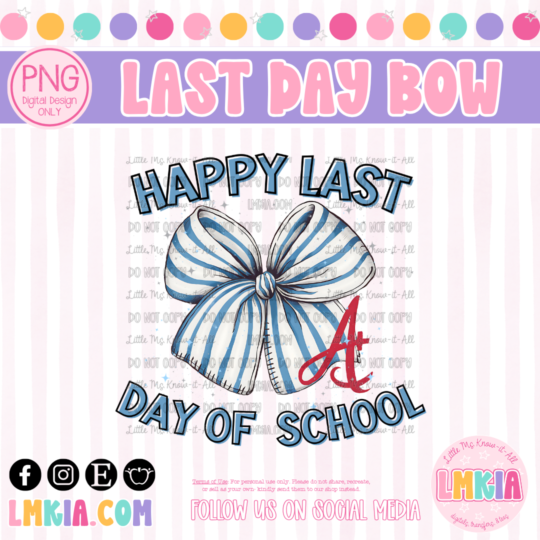 Happy Last Day of School Notebook Paper Coquette Bow Digital PNG