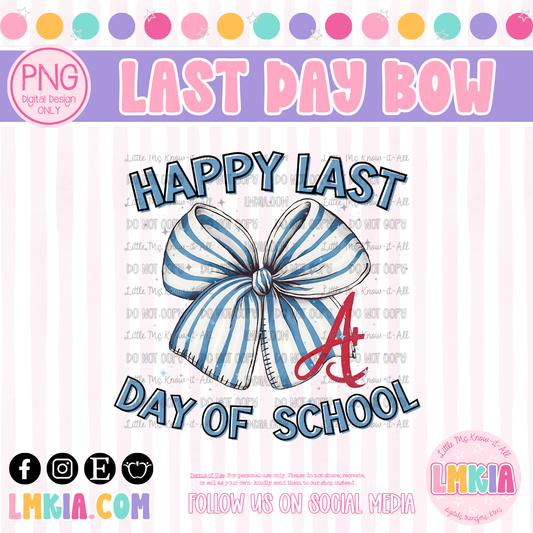 Happy Last Day of School Notebook Paper Coquette Bow Digital PNG