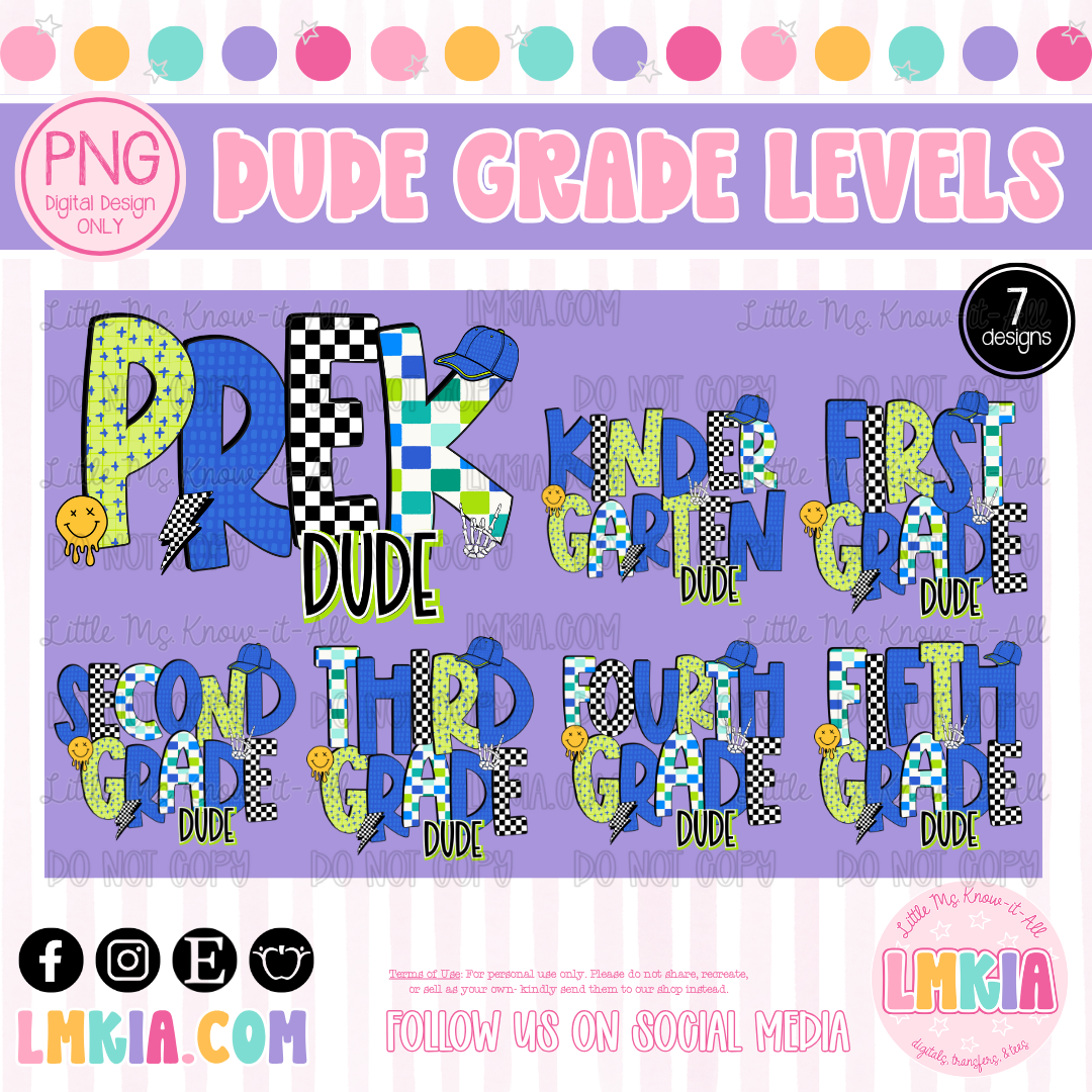 Dude Grade Levels Bundle PNG