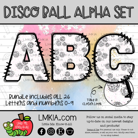 Disco Ball Alpha Set Digital PNG