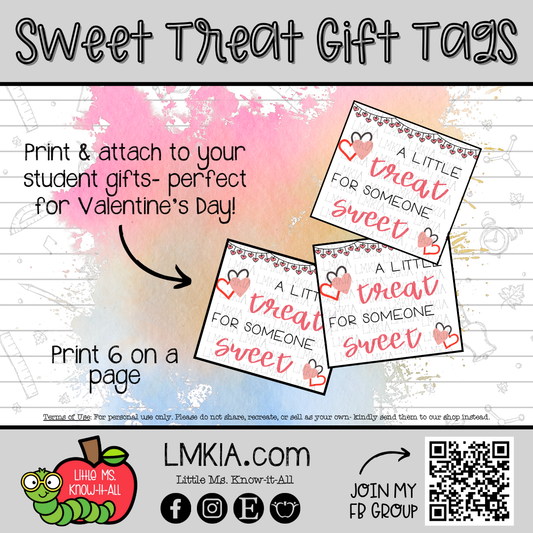 Valentine's Day "A Little Treat for Someone Sweet" Printable Gift Tags