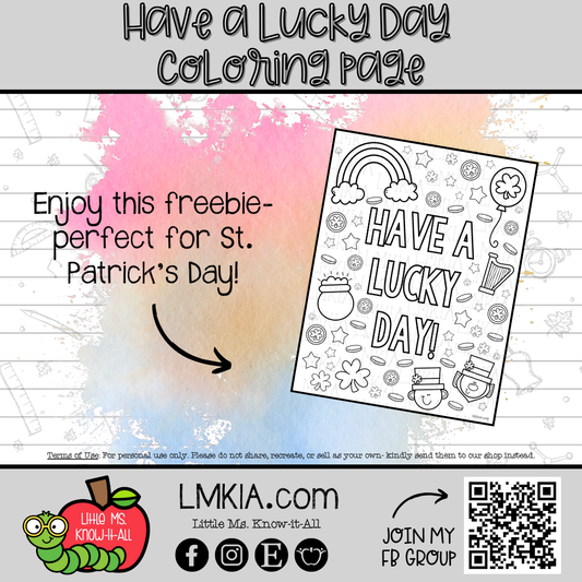 Have A Lucky Day FREEBIE Printable Coloring Page