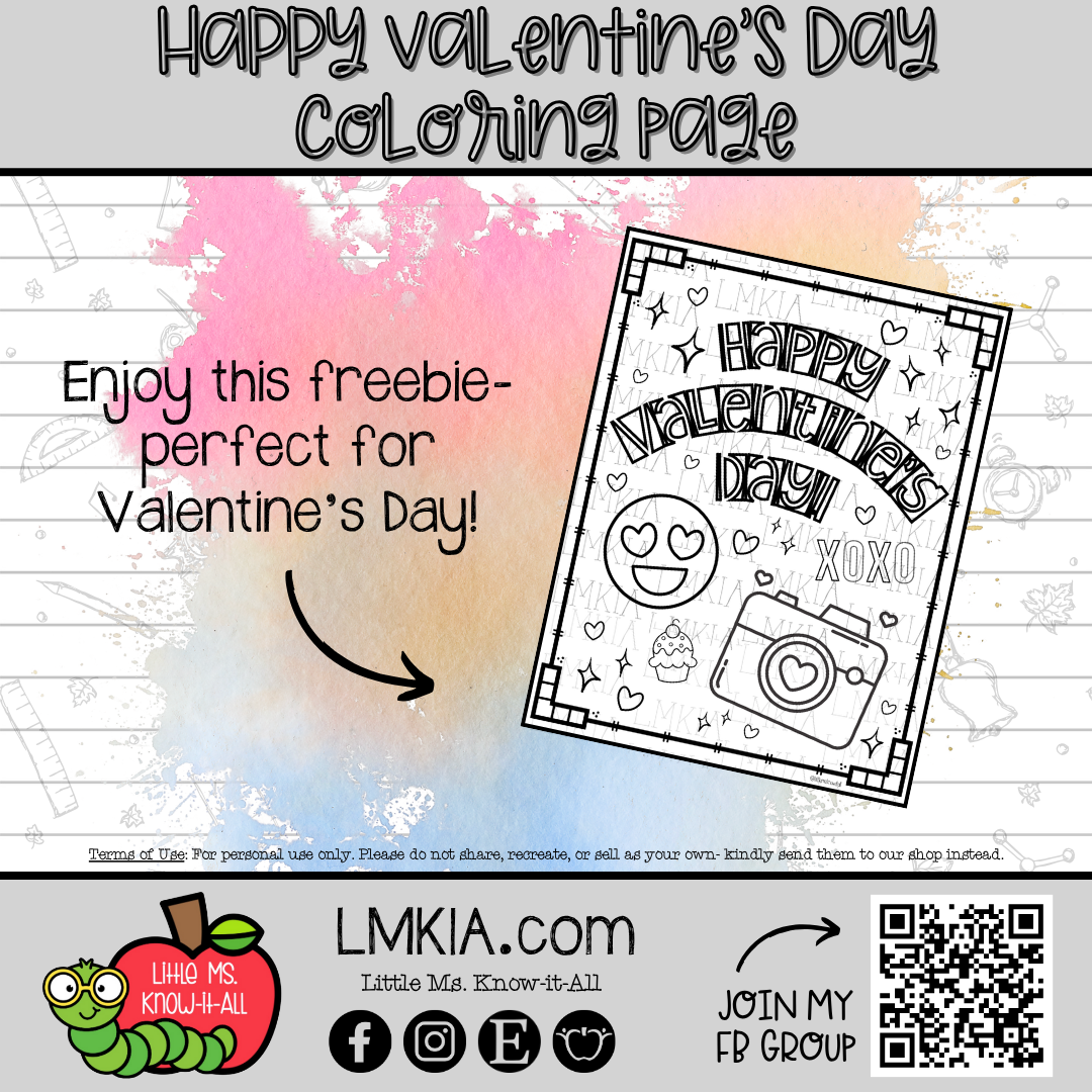 Happy Valentine's Day FREEBIE Printable Coloring Page