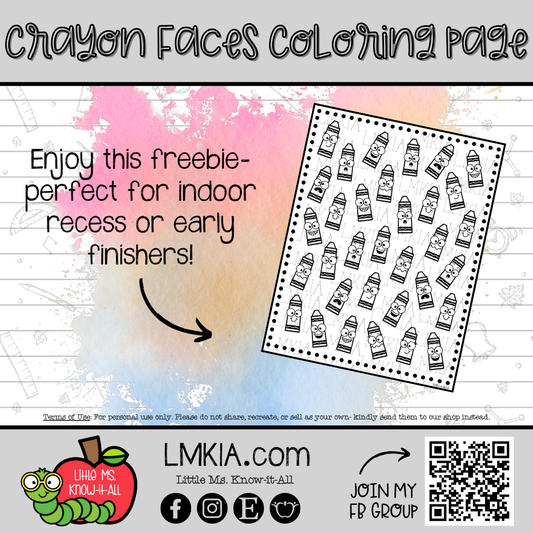 Crayon Faces FREEBIE Printable Coloring Page
