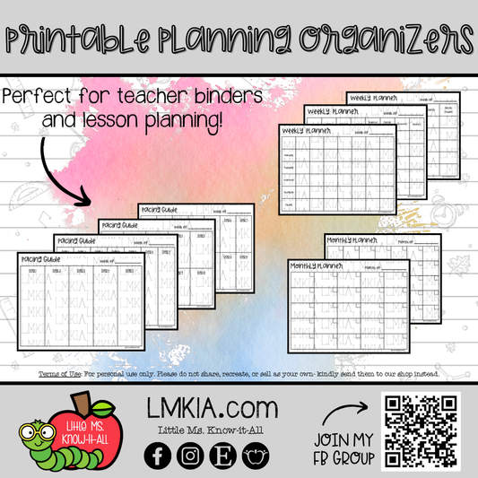 Lesson Small Group Planning Organizers Printable Growing Bundle