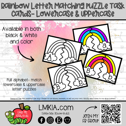 Upper & Lowercase Letter Printable Matching Puzzle Cards