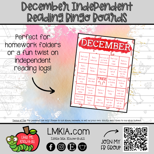 December Bingo Reading Log Printable