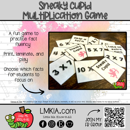 Sneaky Cupid Valentine's Day Multiplication Game