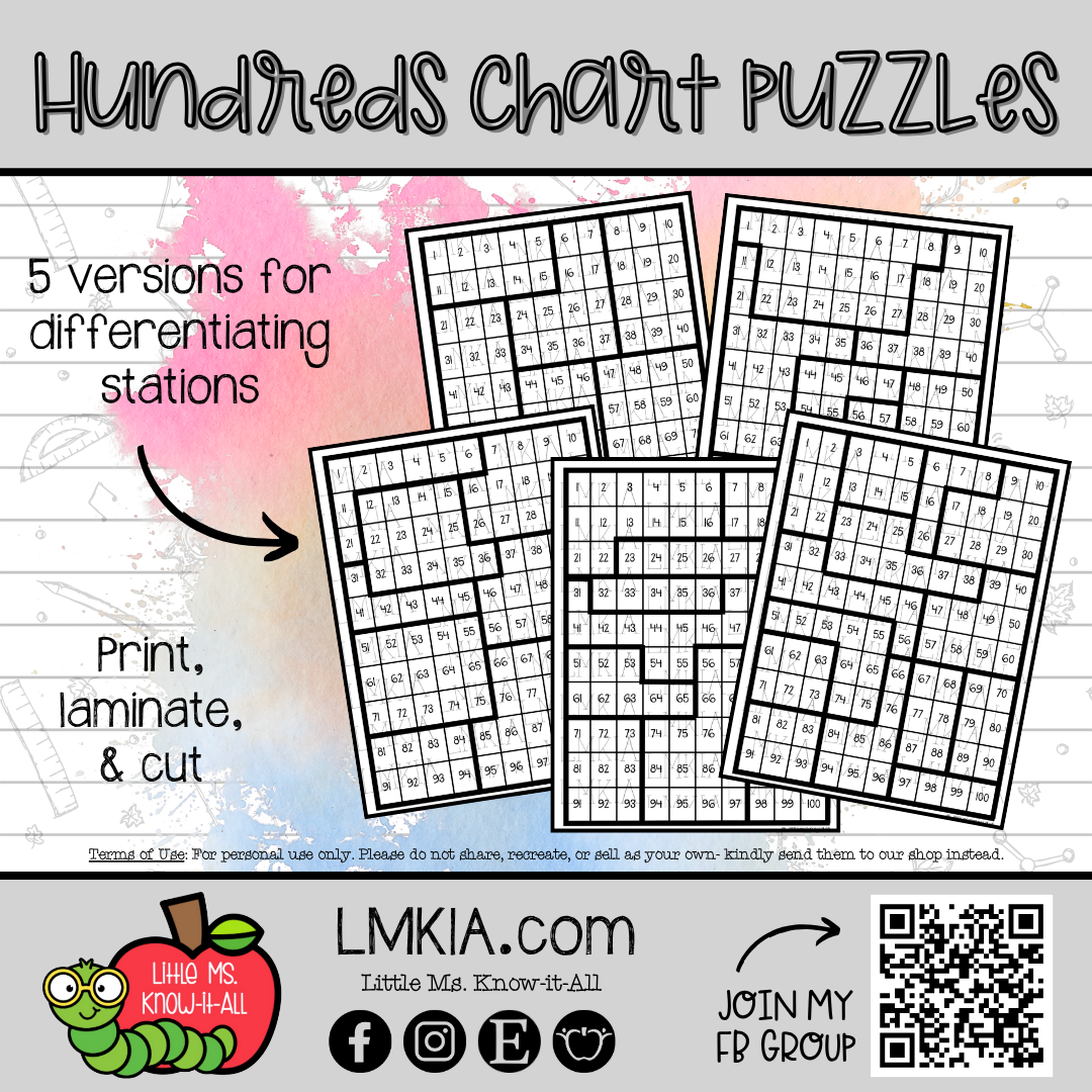Hundreds Chart Puzzle Bundle