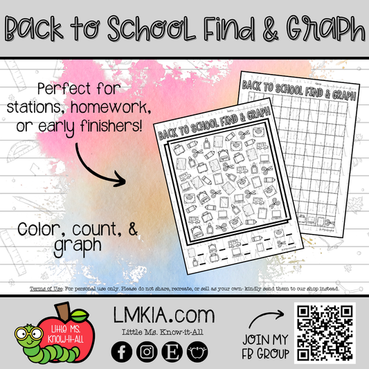 Back to School Find & Graph Printable Activity