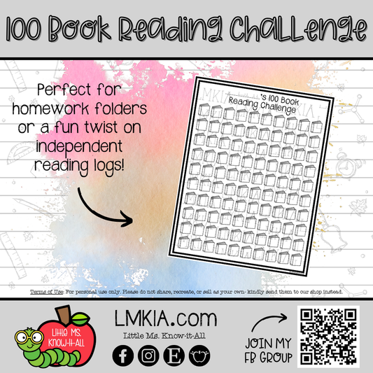 100 Books Reading Challenge Printable