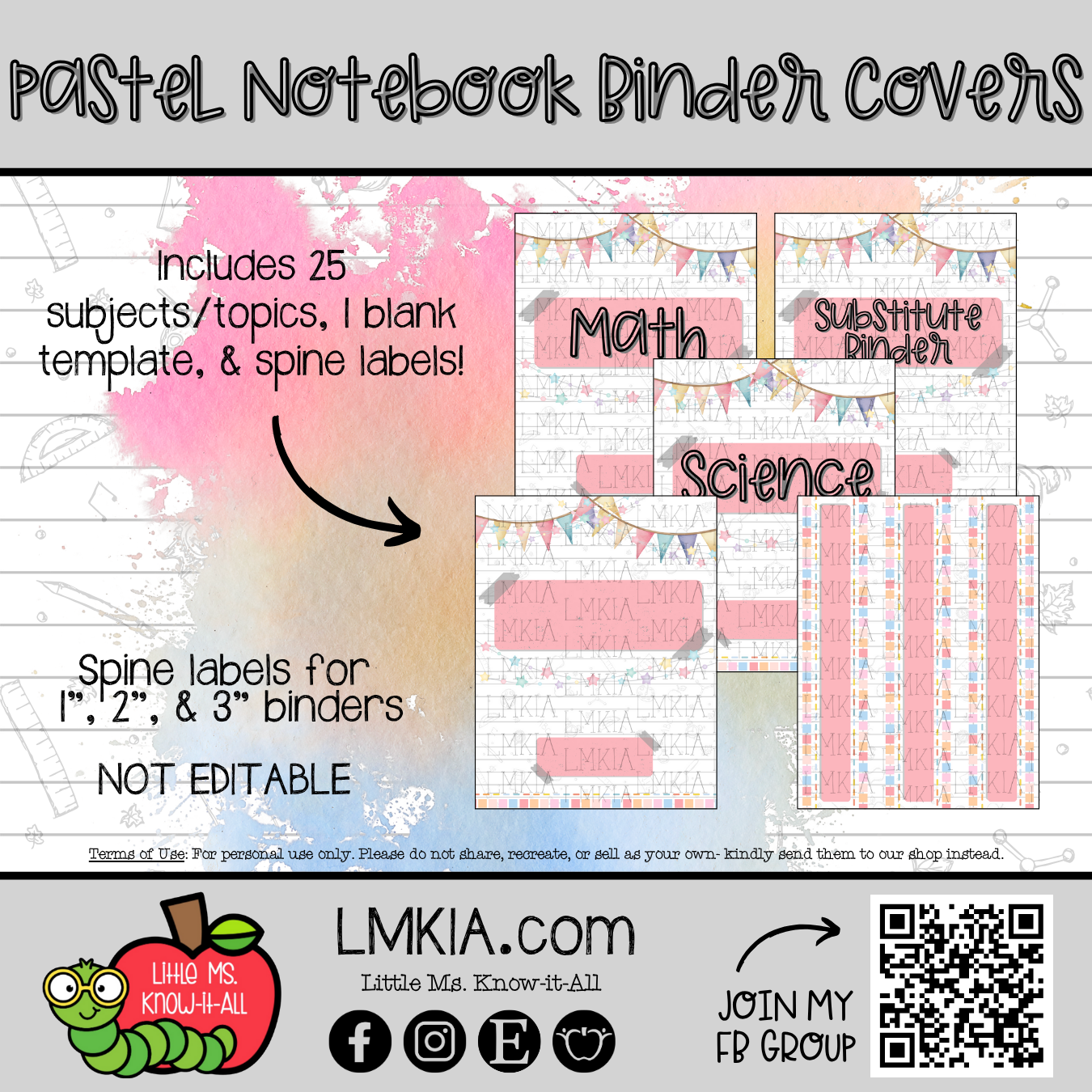 Pastel Notebook Binder Covers Bundle