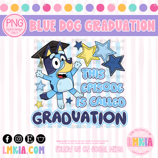 Blue Dog Graduation PNG