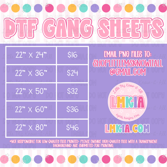 Custom DTF Gang Sheet Transfers