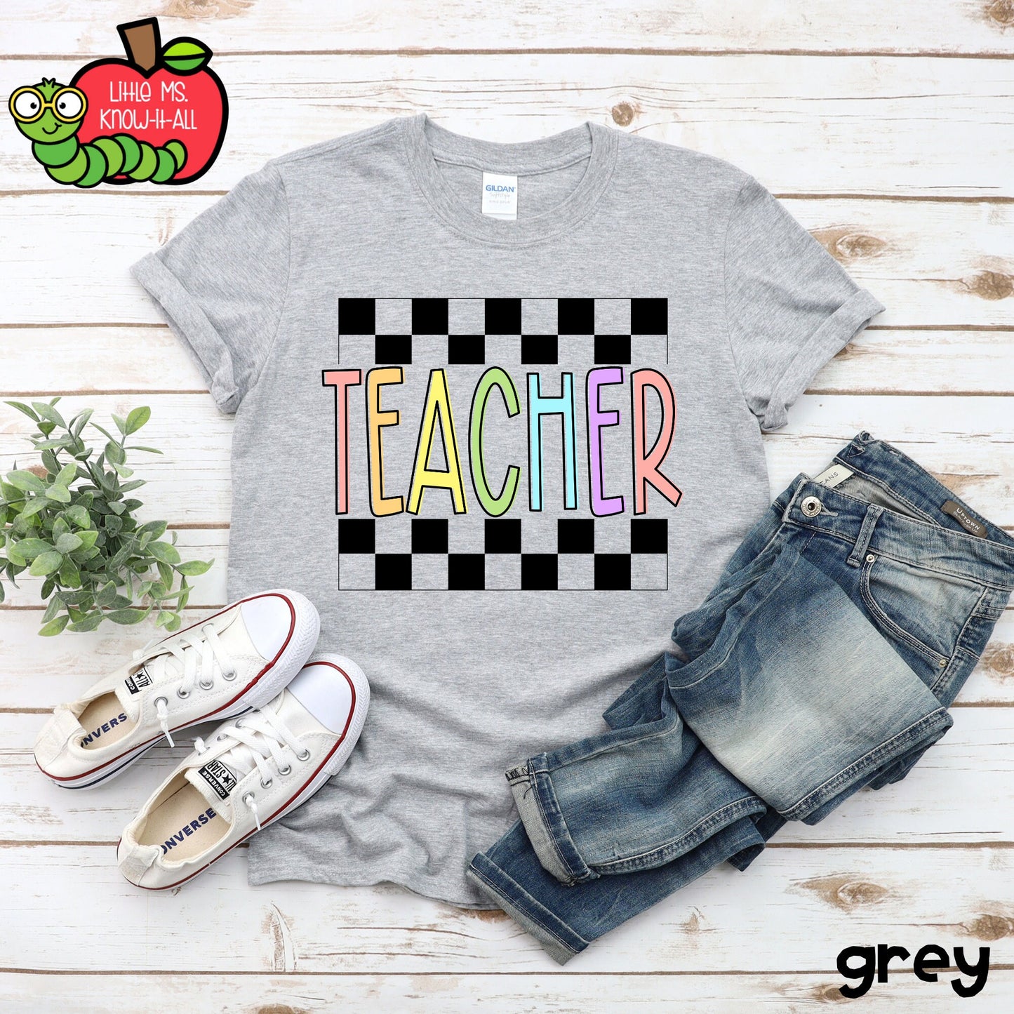 Checkered Teacher T-Shirt