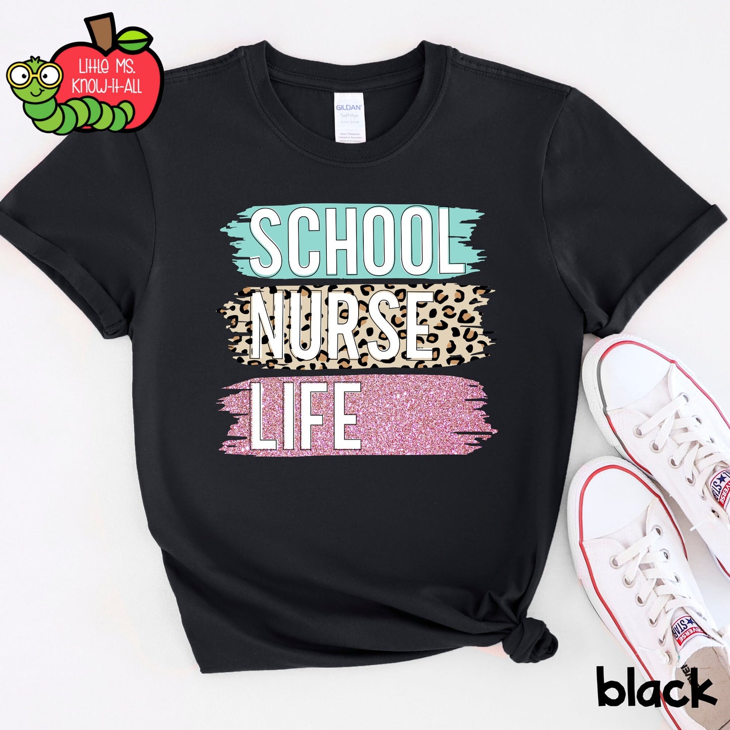 Leopard School Nurse Life T-Shirt