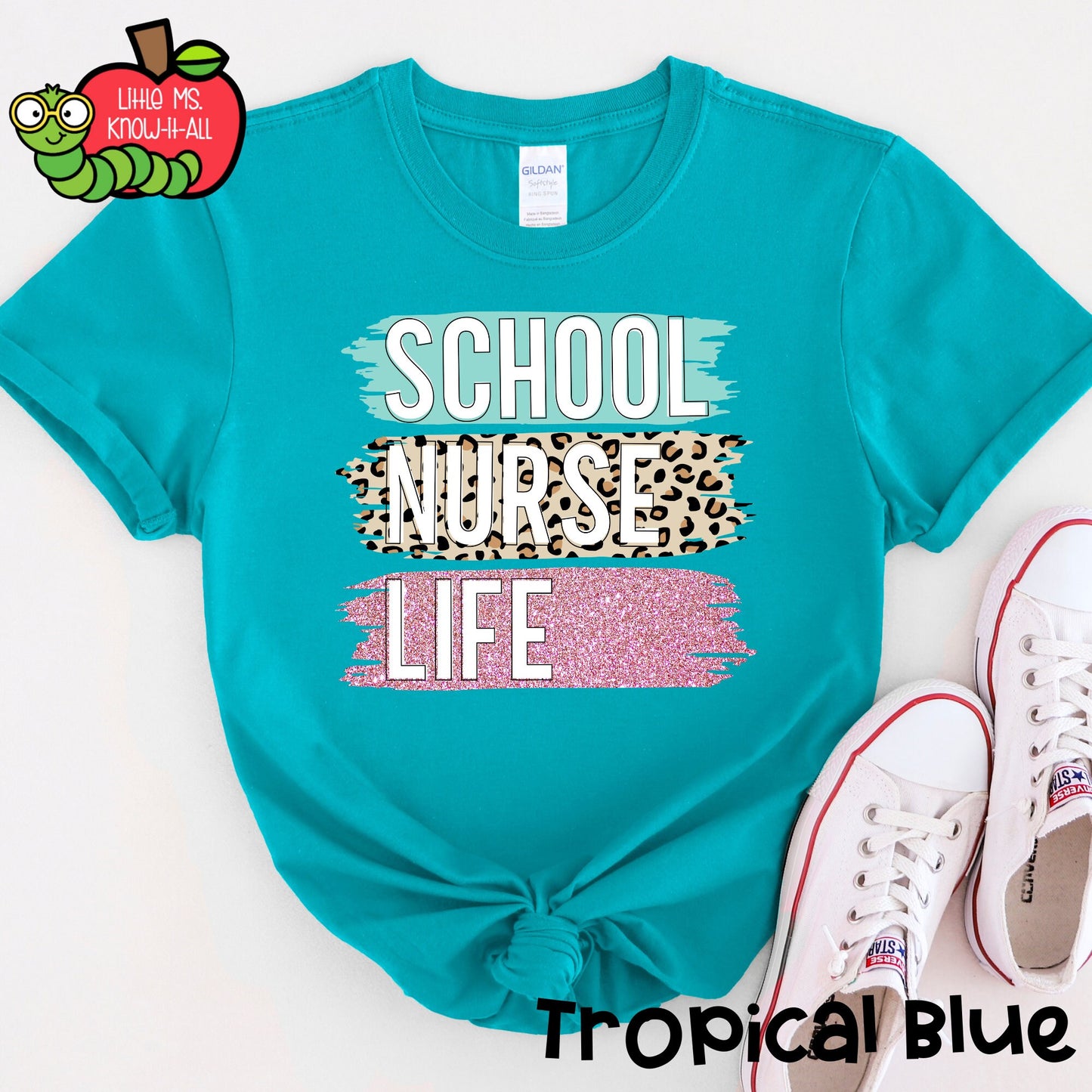 Leopard School Nurse Life T-Shirt