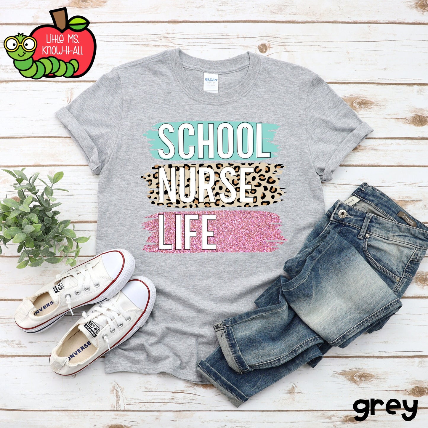 Leopard School Nurse Life T-Shirt