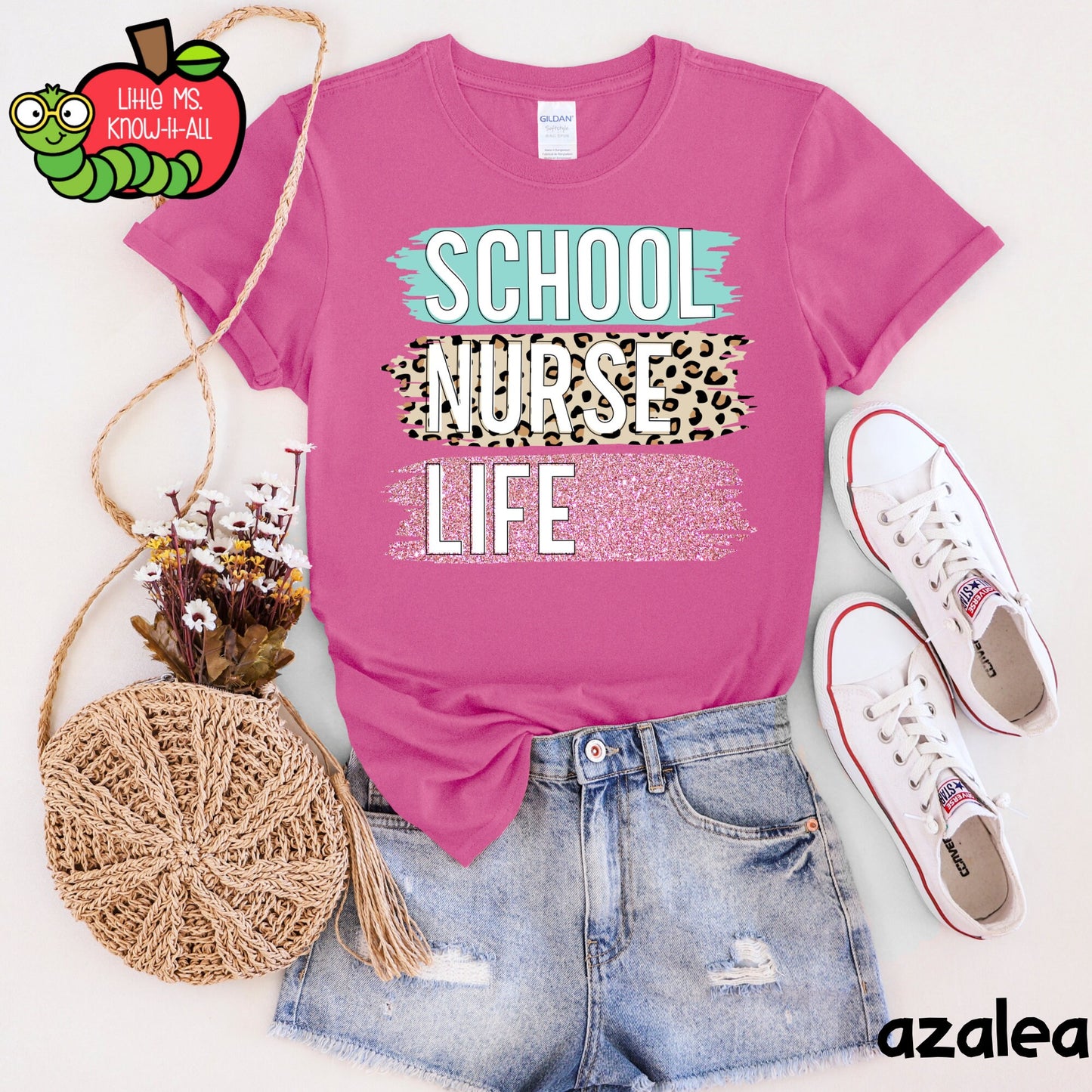 Leopard School Nurse Life T-Shirt