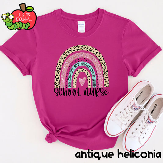Boho Rainbow School Nurse T-Shirt