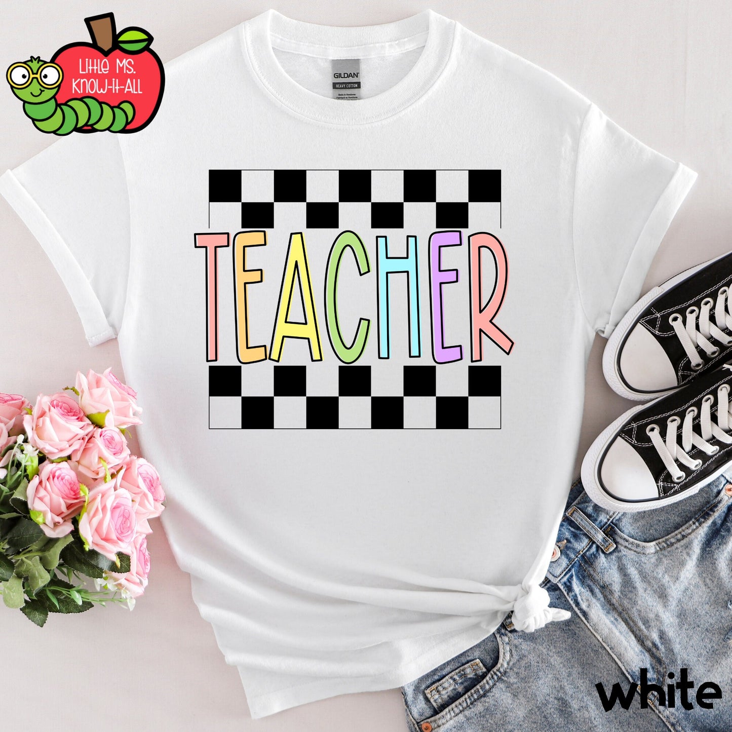 Checkered Teacher T-Shirt