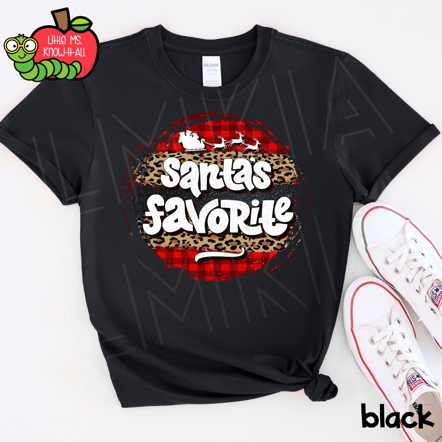 Santa's Favorite Leopard Print Christmas T-Shirt