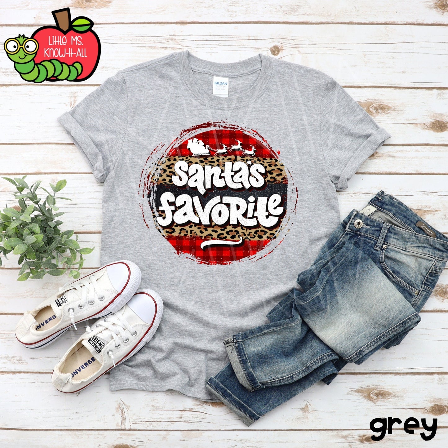 Santa's Favorite Leopard Print Christmas T-Shirt