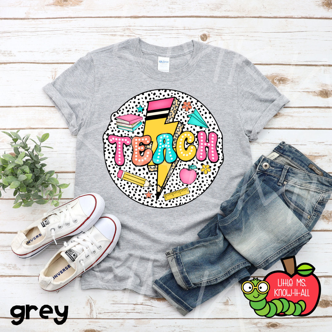 Dalmatian Teach Lightning Pencil Bolt Bright T-Shirt